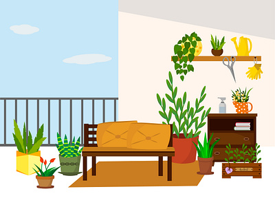 Balcony interior illustration. balcony branding design graphic design illustration interior logo vector