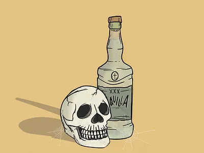 Indiscretion art design dessert drawing glass ill illustration label procreate skull spider tequila web western