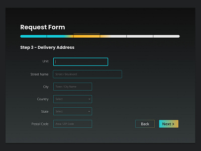 Progress Indicator & Form Design button dark mode dark theme design form form design gradient progress progress bar web design