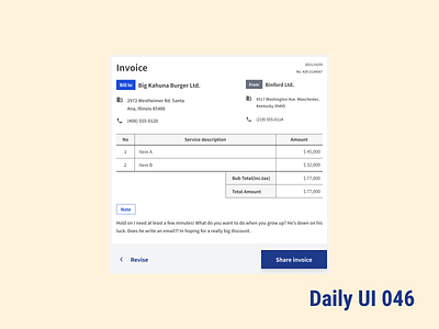 DailyUI 046 Invoice dailyui 046 dailyuichallenge invoice ui