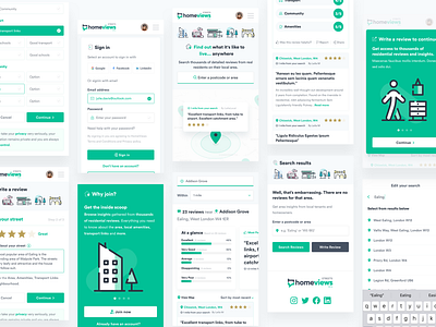 Property Tech Startup: App mobile screen layouts app branding design graphic design green icons illustration logo mobile app pwa ratings reviews startup ui ux web white