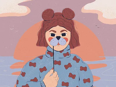 Dog lover character dog dog lover illustration mask pattern snacks sun