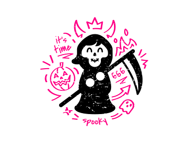Spooky Halloween art badge cartoon character flat funny ghost graffiti graphic design grim reaper halloween illustration mascot pumpking rough scary spooky stamp vector vintage
