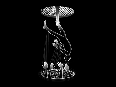 Bottomless Pit anxiety artwork black and white depression illustration