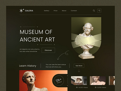 Galeria - Museum Hero Design galery galery museum landing page layout minimal minimalism museum design museum web simple statue typography web design