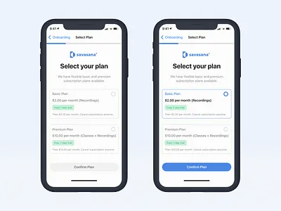 iOS Select Plan Page design ios kenya meditation mobile plan subscription ui