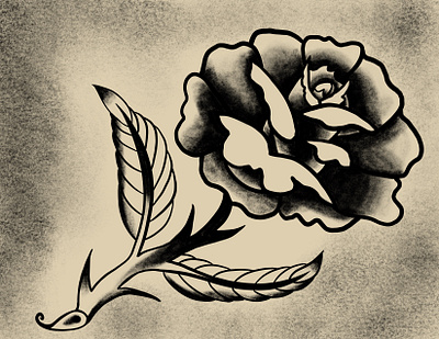 10/25/21 black and white design flat flower illustration procreate tattoo traditional