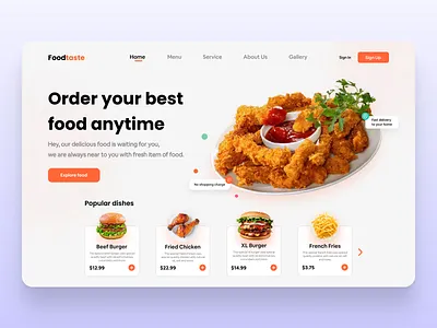 FoodTaste - Food Delivery website chicken dailyui design fast food food hamburgers interface ui uidesign uidesigner uidesigns uitrends uiux ux webdesign webdeveloment website websitedesign websites