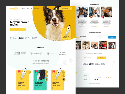 Dog Care Online Shop dog website dogs ecommerce interface landing page layout logo minimallistic navigation online store pet shop pet webdesign pets shop ui ux website yellow yellow web design