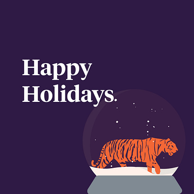 Tiger Holiday Season branding christmas clemson design graphic design happy holidays holiday holiday season illustration minimal simple snow snow globe tiger