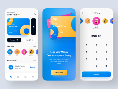 JiiBank - Finance Mobile App 💳 app bank bank app banking app blue clean finance finance app gradient interface minimal minimalist mobile mobile app mobile app screen mobile ui modern ui money ui ux