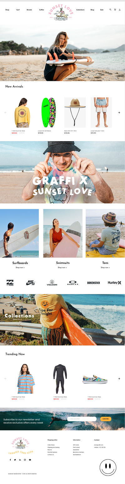Sunset Love Surf & Coffee Shop Online Shop apparel branding clothing eccommerce onlineshop surf surfing ui ux webdesign