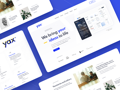 yax webiste branding design graphic design it landing landing page light logo minimalistic modern software house typography ui