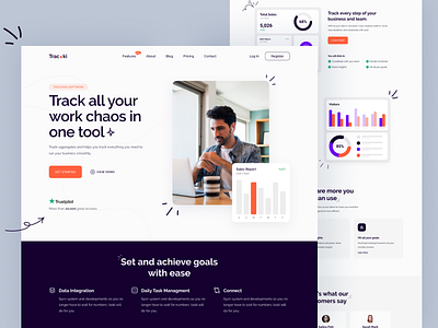 Tracking Software Landing Page creative design illustration landingpage project software software tracking statistics tools tracking trendy design ui ui design webdesign website