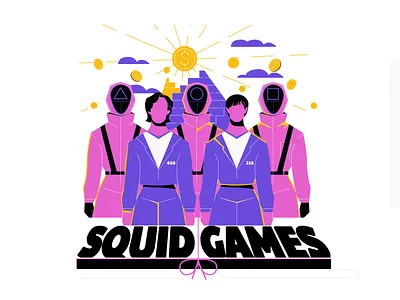 squid games 2d character colour design flat games illustration squid squid games tv vector