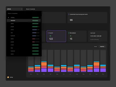 companies switcher app black dark dropdown indicator interface lvl progress protection status switch switcher ui ux web