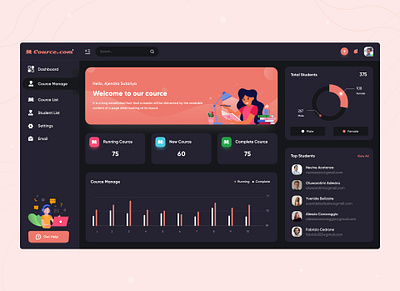 Cource Dashboard Dark UI admin ui cms design course course dashboard dark ui dashboard dashboard dark dashboard design ui ui design ux design web design