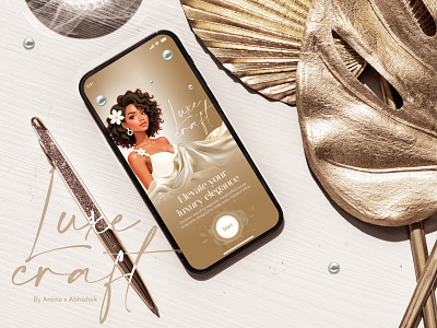 Luxe Craft Mobile App app beauty beauty app cosmetics design feminine gold app golden jewellery jewellery app luxury luxury app mobile mobile app mobile app design onboarding ornaments splash ui ux