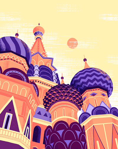 Moscow design illustrat illustration kremlin orange procreate purple russia saint basils cathedral