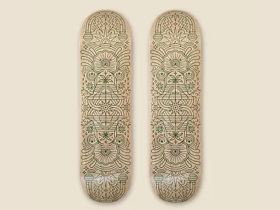 Skateboard Illustration badge badge design california cloud illustration custom skate deck flower illustration ornate design palm design psychedelic design skate skate deck design skateboard stars sun trippy design vintage design