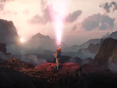 Thundercats revamp - Lion-O 3d c4d cartoons cliffs fog fur lighting lightning lion maxon mountains octane old school otoy retro sword textures volumetrics