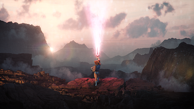 Thundercats revamp - Lion-O 3d c4d cartoons cliffs fog fur lighting lightning lion maxon mountains octane old school otoy retro sword textures volumetrics