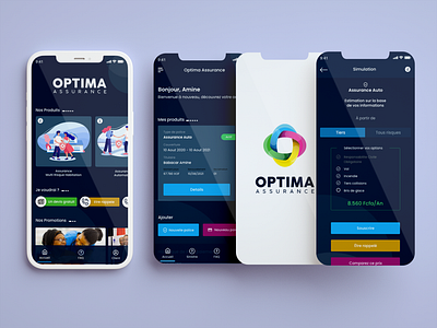 Optima Assurance app design ui ux