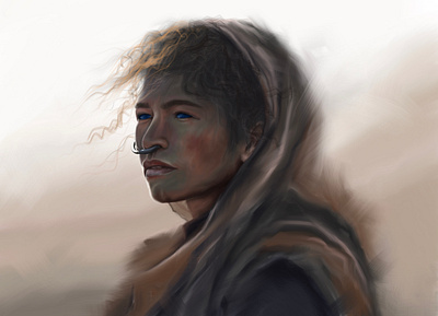 Dune 2d actress art chani designer drawing dune fan art female portrait graphic design illustration illustrator movie art portrait procreate zendaya