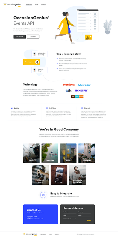OccasionGenius API Info Blocks branding design website