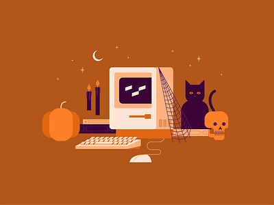 Happy Halloween from InterWorks branding candle cat computer design fun halloween illustration illustrator interworks keyboard moon old pumpkin skeleton skull spiderweb spooky vector vintage
