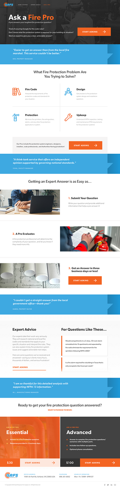 Quick Response Fire Supply Landing Shot branding design website