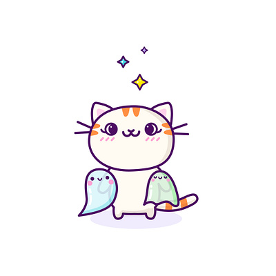 Spooky Friends cartoon cartoon character cartoon illustration cat character design cute cute illustration cuteart friend friendship ghost halloween illustration kawaii kawaii art spooky