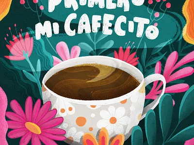 Primero mi cafecito café coffee cup illustration nature photoshop plants
