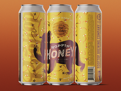 Hoppin' Honey Imperial Pint beer branding brewery can design graphic illustration label packaging pint seattle