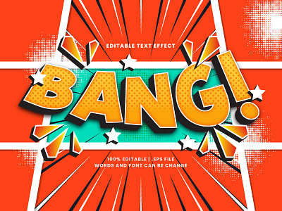 Bang! Comic Text Effect 3d text alphabet bang cartoon colorful comic editable font editable text font effect halftone headline lettering pop art retro text effect typesetting typography vintage