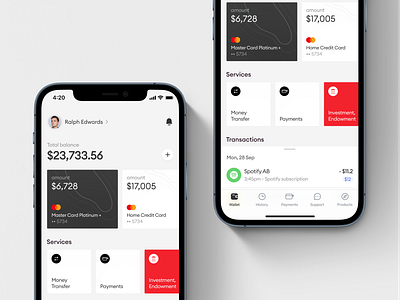 Bank App — Société Générale app application bank clean concept finance interface red redesign service societe generale ui user experience ux white