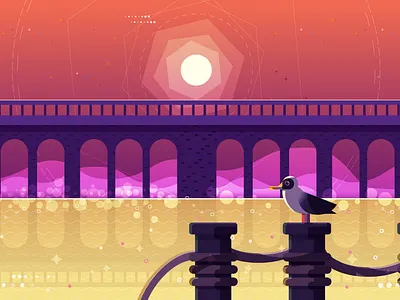 Bridge bridge illustration sun