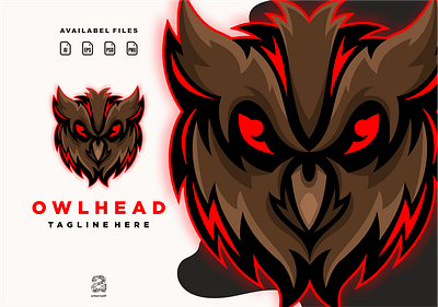 Owl head animation branding design esport flat game illustration logo owl typography ui ux vector