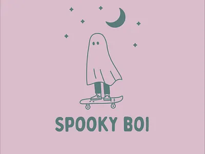 Spooky Boi fall ghost halloween illustration moon night october pink purple skateboard skater spooky sports trickortreat
