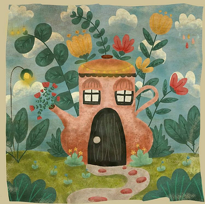 Teapot Fairy House design fairy fantasy house illustration tale texture