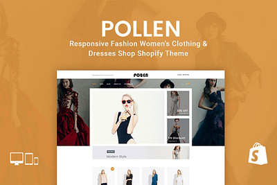 Pollen Dresses Shop Shopify Theme 3d animation app branding design fashions shopify theme graphic design illustration illustrator logo motion graphics pollen dresses shop pollen shopify theme responsive shopify theme shopify shopify theme theme ui web website