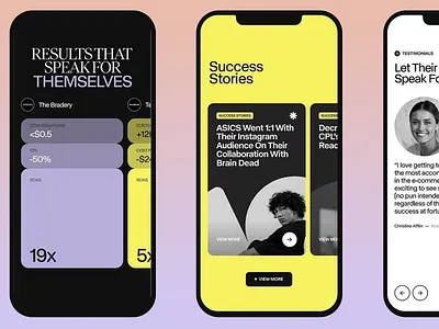 Success Stories Mobile App app design creative design creative visuals dark theme innovative design instagram audience instagram stories mobile app results sleek success stories trendy design unique look user friendly user interface ux ux design uxui yellow layout young boy