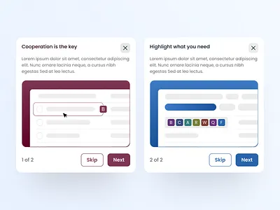Modern Onboarding UI – Interactive Walkthrough Cards adobexd cleanui dribbbleshots figma interfacedesign minimaldesign modernui neumorphism onboarding onboardingexperience onboardingui productdesign sketchapp tutorialui ui ui design ui ux design userflow ux walkthrough