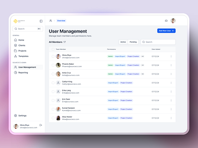 User Management data table deal sourcing design system figma product design saas ui user management ux design