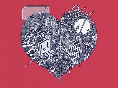 Crazy Love cartoon design drawing illustration logo merchandising stickers t shirt tee typography vector