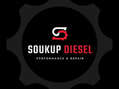 Soukup Diesel Logo blue collar branding d diesel gear iowa logo machinery masculine mechanic performance repair s sd