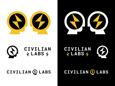 Civilian Labs logo set 🚸 bolt brand branding civilian crash test dummy design head labs lightning logos milwaukee non profit pedestrian public safety studio tactical urbanism urbanist wisconsin