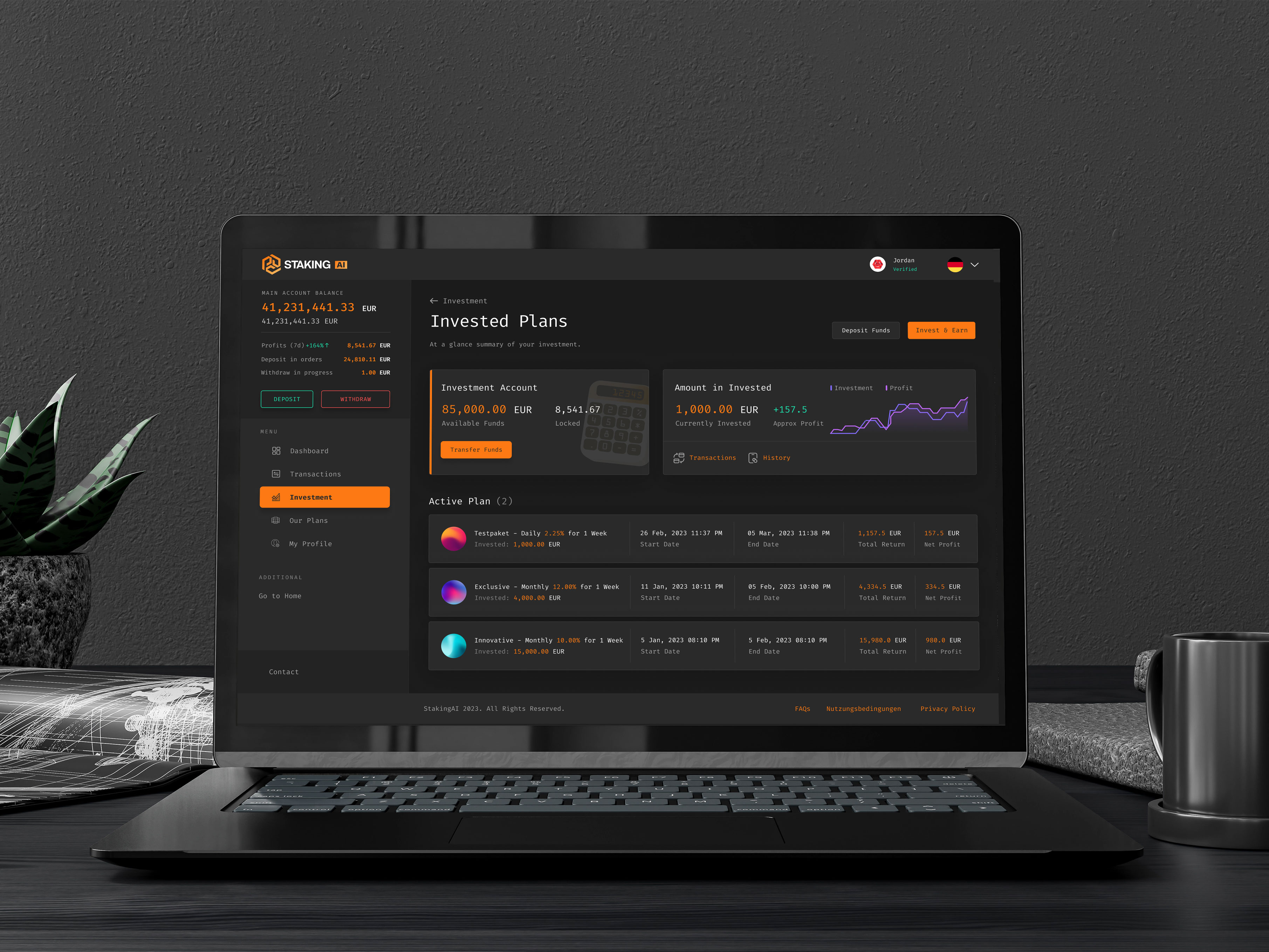 UI UX Dashboard Design for AI Staking Investment App admin dashboard crypto crypto app crypto dashboard crypto trading crypto wallet crypto website cryptocurrency dashboard dashboard design dashboard interface dashboard ui finance financial dashboard saas web design web3 web3 platform web3 ui website template