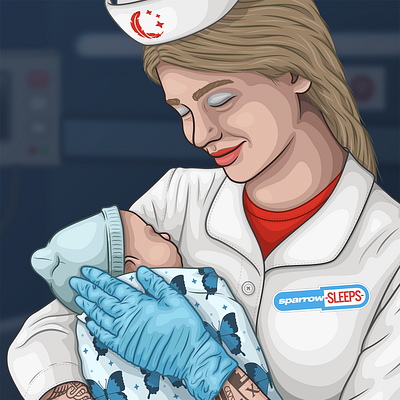 Blink-182 "Any Mama of the State" lullabies album cover blink 182 illustration infant nurse portrait sparrow sleeps