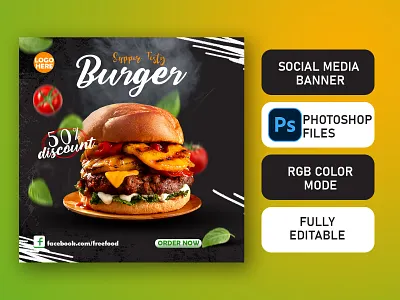 Social Media Banner | Food Banner | Ad Banner ad banner branding design facebook ad illustration instagram ad photoshop social media banner